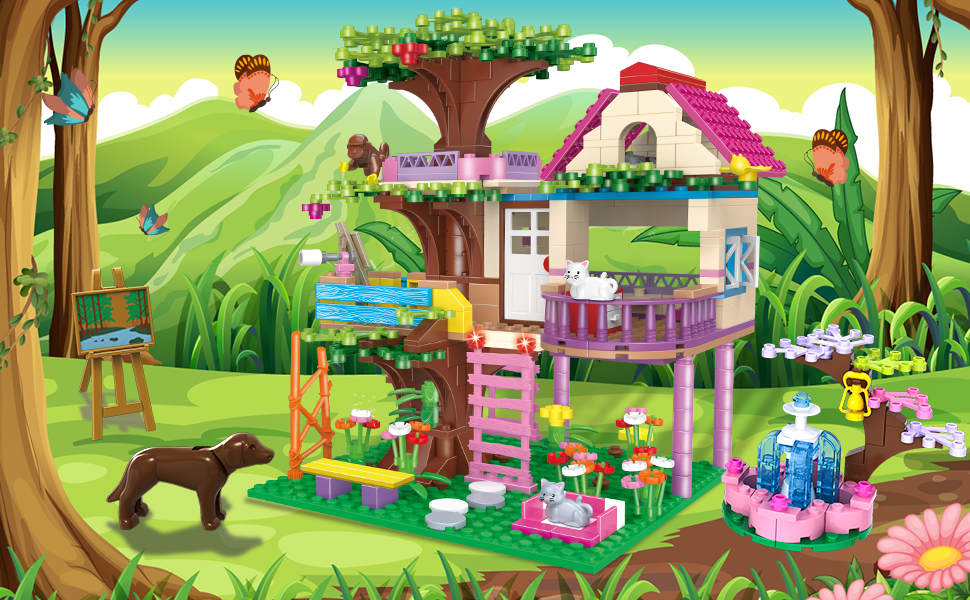 HOGOKIDS Juego de construcción de casa del árbol con luz