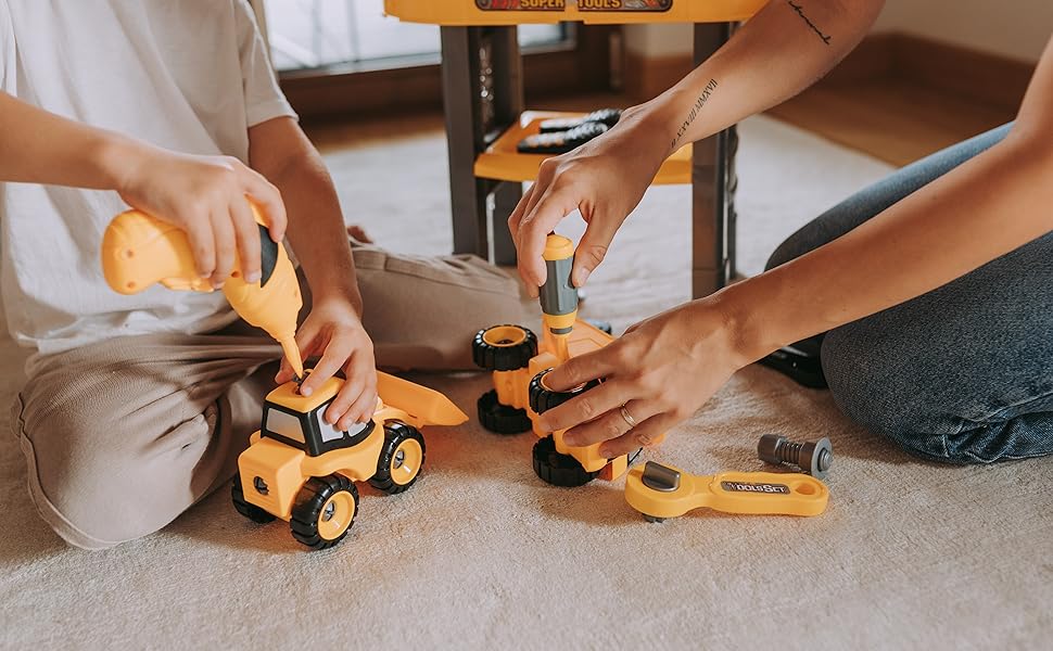 Banco de trabajo y juego de herramientas para niños