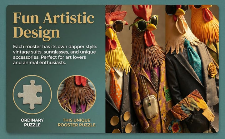 Runway Roosters - Rompecabezas de 1000 piezas para adultos