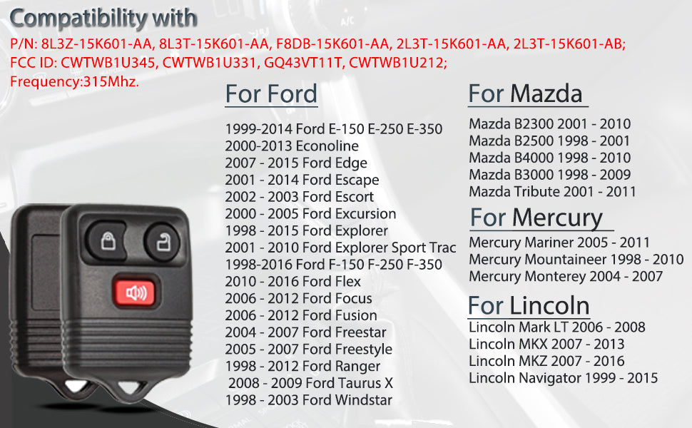 SUPALAND Llavero de entrada sin llave Compatible con Ford