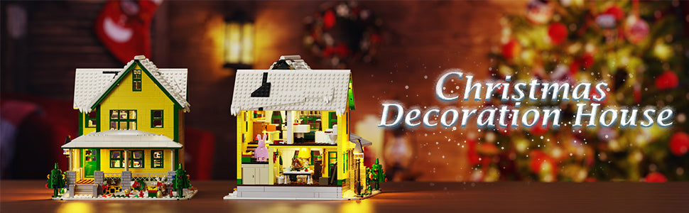 Juego de construcción de casa de Navidad con luz juguete