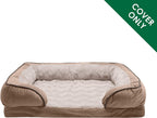 Replacement Dog Bed Cover Perfect Comfort Plush & Velvet Waves Sofa-Style, Machine Washable - Brownstone, Large