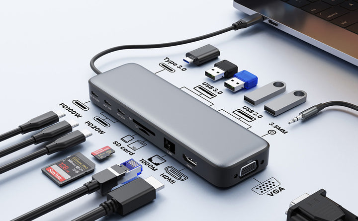 Estación de acoplamiento USB C Hub para laptop monitor