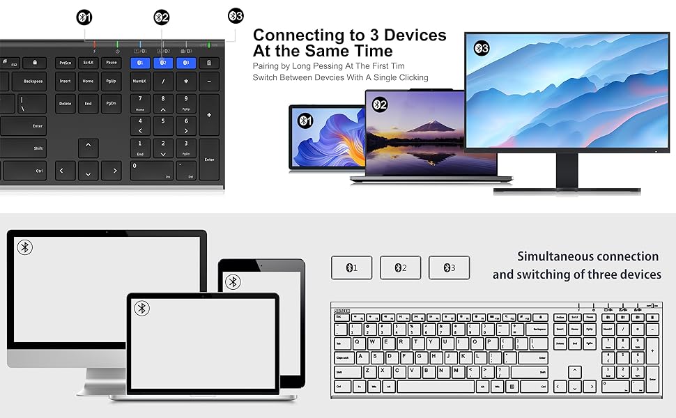 Arteck HB192 Teclado Bluetooth universal multidispositivo