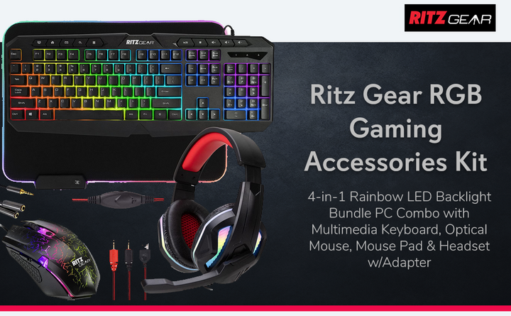 Ritz Gear Kit de accesorios para juegos RGB Paquete de