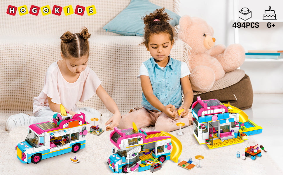 HOGOKIDS Juego de construcción 3 en 1 para niñas cámper y