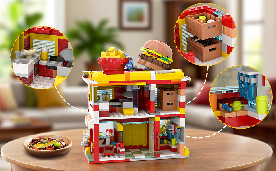 HOGOKIDS City Burger Truck House - Juguete de construcción