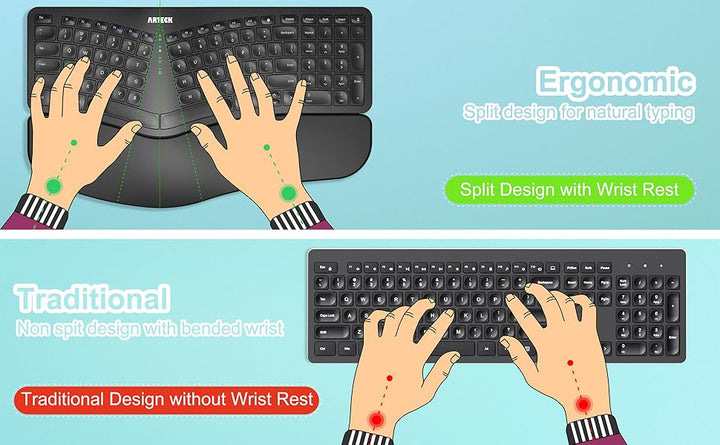 Arteck Teclado ergonómico dividido con reposamuñecas