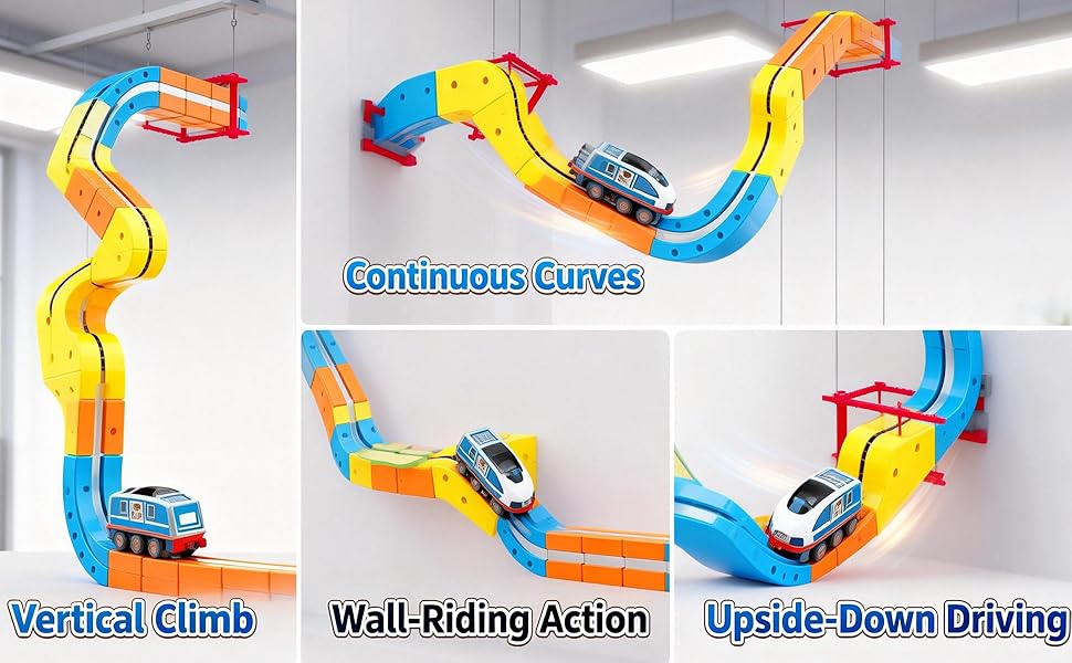 klick Rail - Juego de tren eléctrico 67 piezas 3D flexible