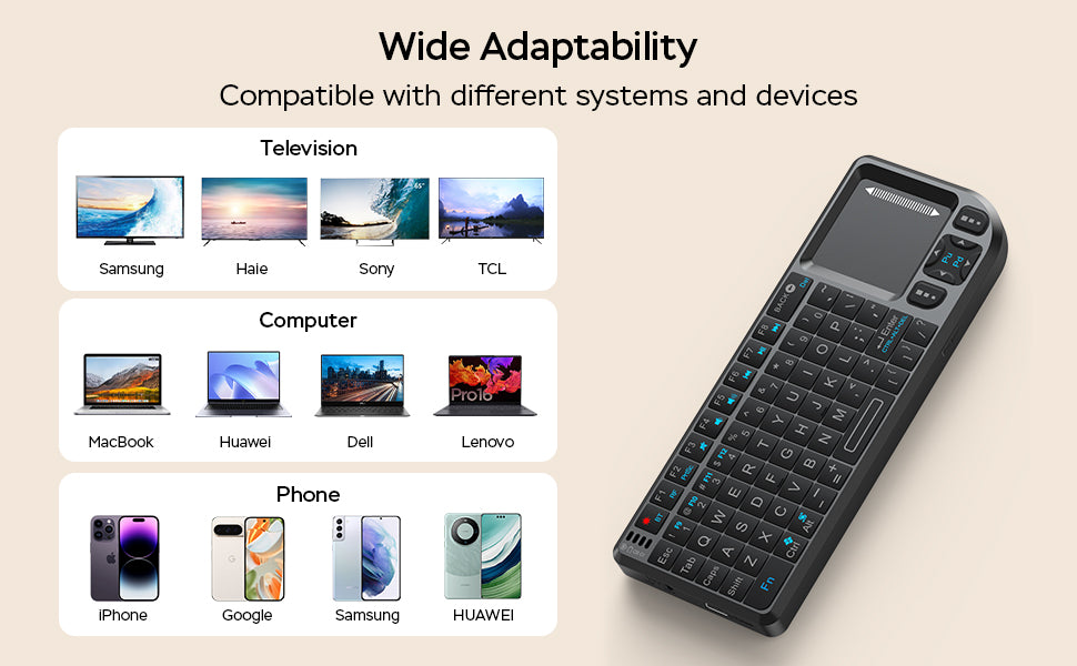 Mini teclado con panel táctil mini teclado Bluetooth