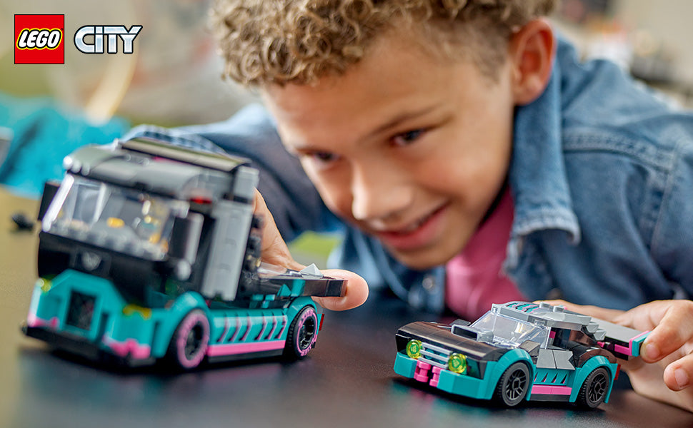 LEGO City Race Car and Car Carrier Truck Toy Playset