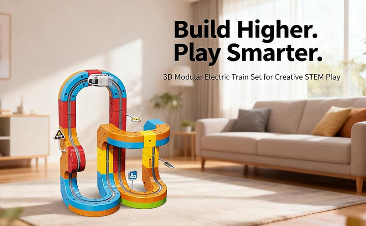 klick Rail - Juego de tren eléctrico 67 piezas 3D flexible