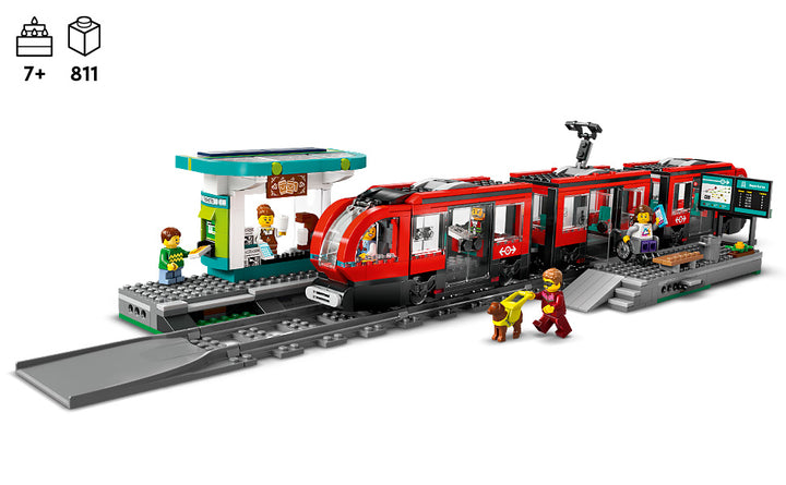 LEGO City Downtown - Juego de tranvía y tren de estación
