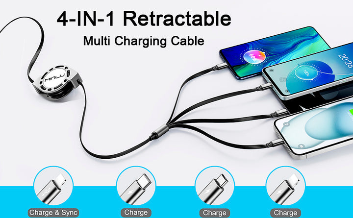 MINLU Cable de carga múltiple 4A paquete de 2 cables de