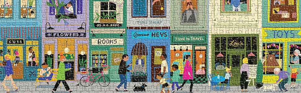 Galison Main Street Books - Rompecabezas de 1000 piezas con hermosas obras de arte de un vecindario temático de libro