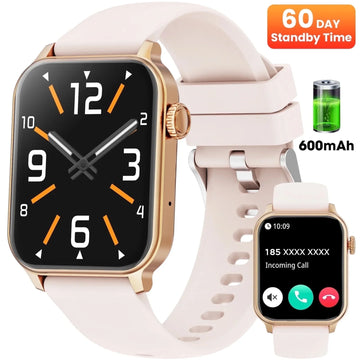 Reloj inteligente con batería extra grande de 46Mm, compatible con Android e iPhone, regalo perfecto (Rosa)