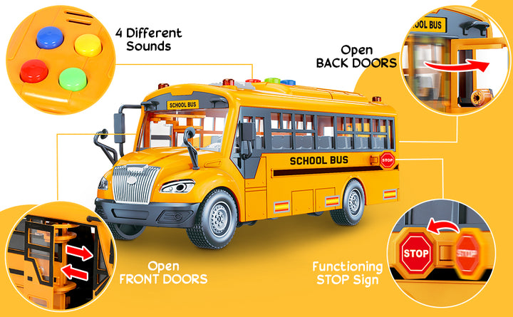 Juguetes amarillos de autobús escolar para niños pequeños