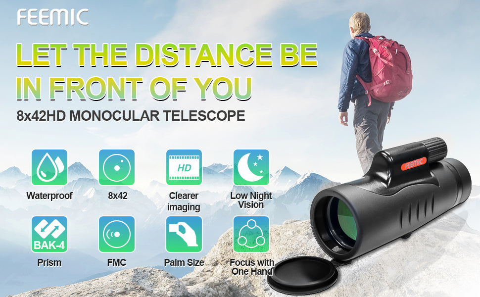 FEEMIC Telescopio monocular de alta potencia con visión de