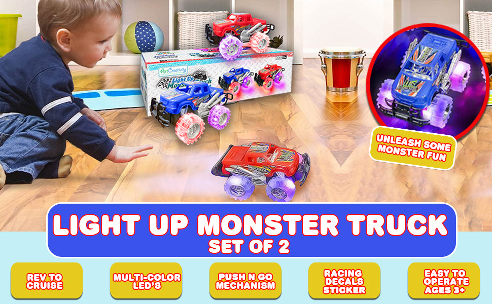 Luz Up Monster Truck Set para niños y niñas por