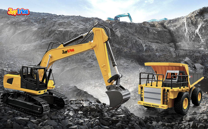 Excavadora RC y camión volquete vehículo de construcción