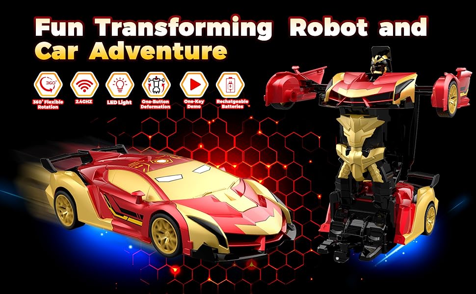 Hero Steel Man Transform RC Cars Toys con luces de ojos y