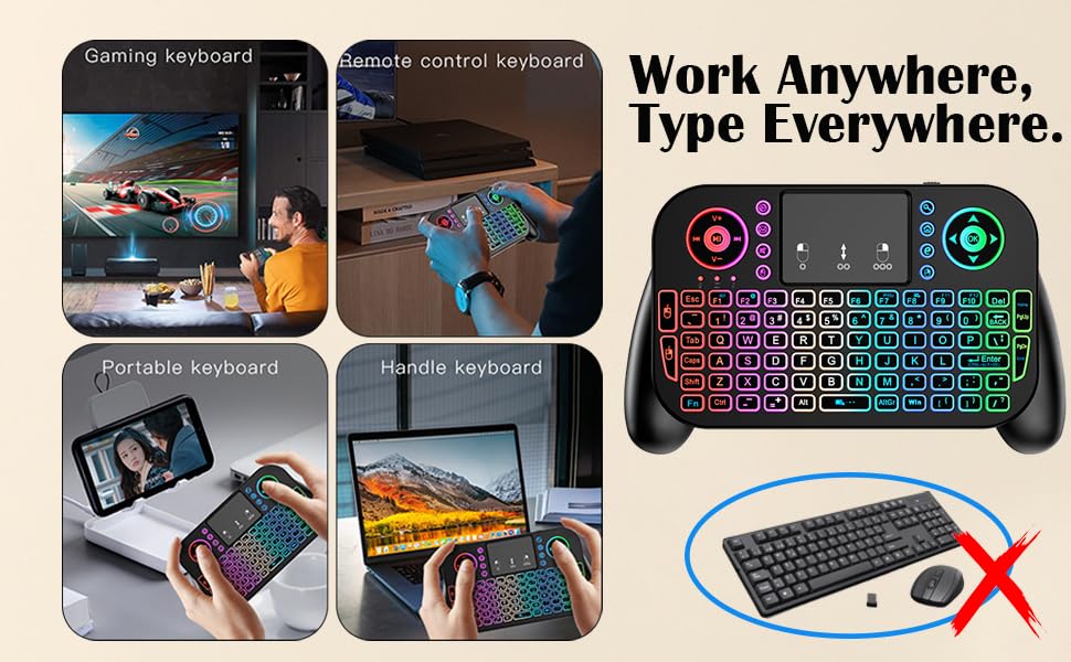 MRSVI Mini teclado con panel táctil de 24 GHz y modo dual