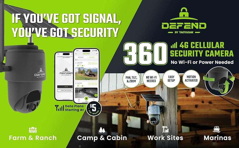 TACTACAM Cámara de seguridad celular Defend 360 fotos 4K