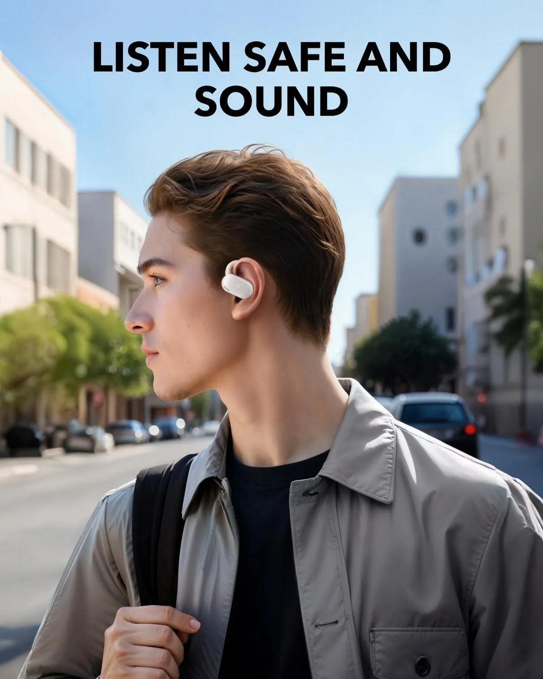 V20I by Anker Open-Ear Headphones, Rotatable Ear Hooks, Ultra-Comfort, Snug Fit, White