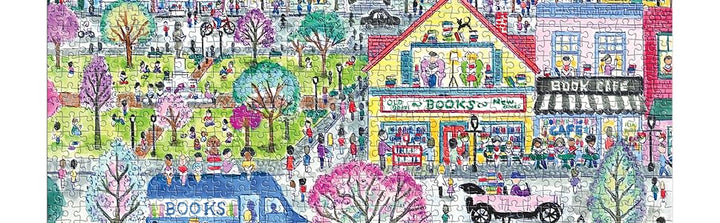 Galison Book Townscape - Rompecabezas de 1000 piezas de Michael Storrings con hermosas ilustraciones de un vecindario temático de libro