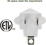 3 Prong to 2 Prong Polarized Grounding Adapter, Wall Outlet Converter 3-Prong Adapter Fireproof Material 392℉ Resistant Heavy Duty for Household, Christmas Light, Indoor Use Only, 10 Pack
