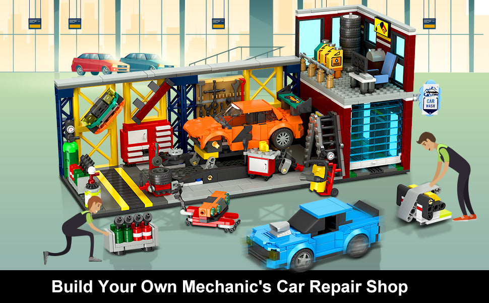 HOGOKIDS Juego de construcción de garaje de coche de