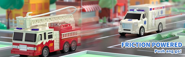 TEMI 4 Pack Juguetes de Vehículos de Emergencia para Niños
