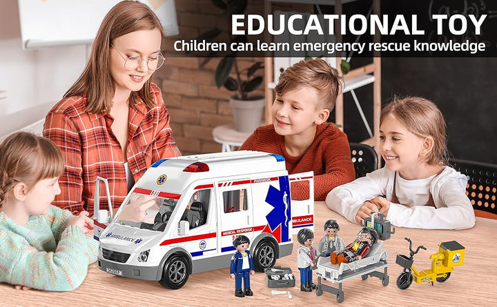 TEMI Juguete de ambulancia para niños de 3 4 5 6 7 8 años