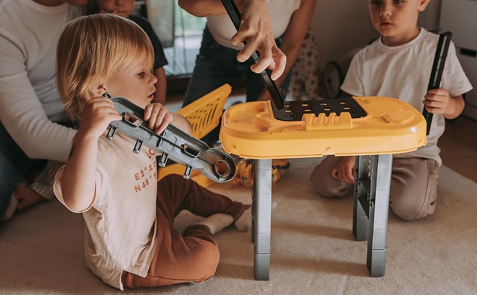 Banco de trabajo y juego de herramientas para niños