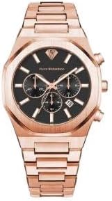 PIERRE RICHARDSON PR5812 Reloj para Hombre – Esfera Negra, Acero Inoxidable Dorado, Cuarzo, Cristal de Zafiro, 41mm, 5ATM