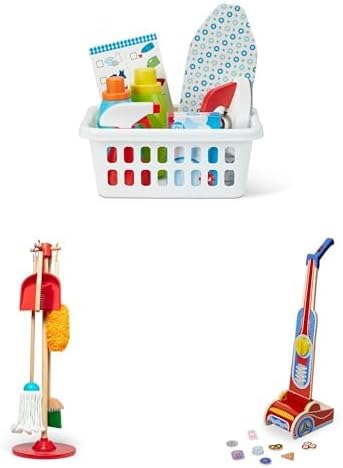 Melissa &amp; Doug Juego de cesta de lavandería con plancha de made...