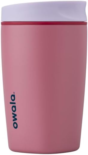 Owala SmoothSip Slider - Vaso de café de acero inoxidable con aislamiento, taza de café helado reutilizable, taza de viaje para café caliente, sin BPA, 12 onzas, Crochet Queen