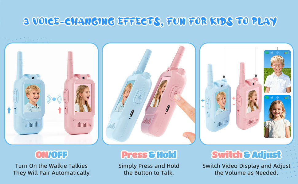Walkie Talkies de video para niños con pantalla de