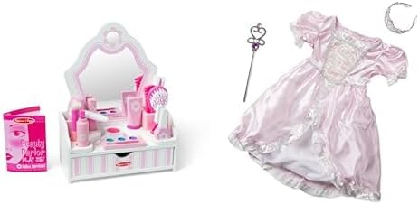 Melissa &amp; Doug Juego de madera para salón de belleza, tocador d...
