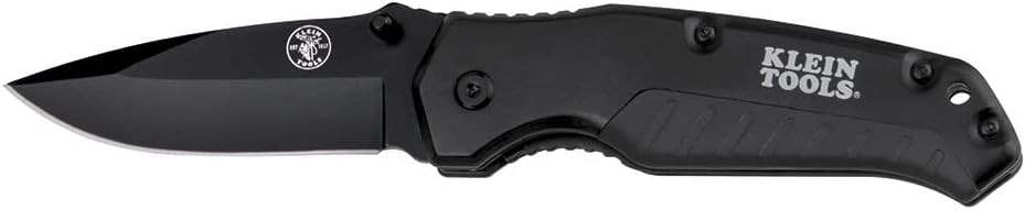 Klein Tools 44220 Navaja de bolsillo, negra, hoja con punta de gota