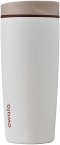 Owala SmoothSip Slider - Vaso de café aislado de acero inoxidable, taza de café helado reutilizable, taza de viaje para café caliente, sin BPA, 20 onzas, vainilla