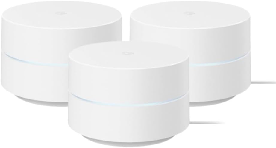 Google WiFi AC1200 - Sistema WiFi de malla - Enrutador WiFi - Cobertura de 4500 pies cuadrados - Embalaje no minorista - Paquete de 3 - Nieve