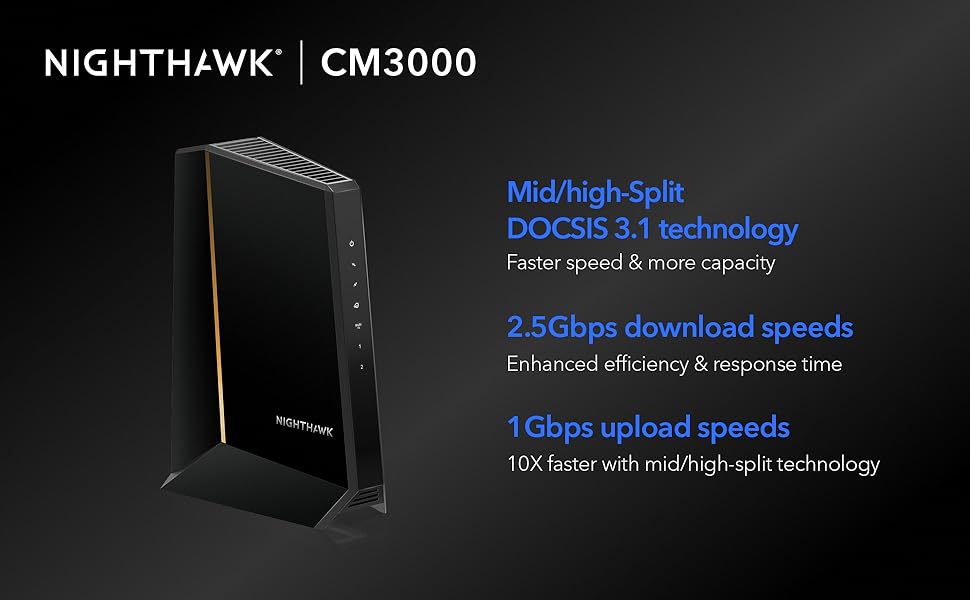 NETGEAR Nighthawk DOCSIS 31 Cable módem de división