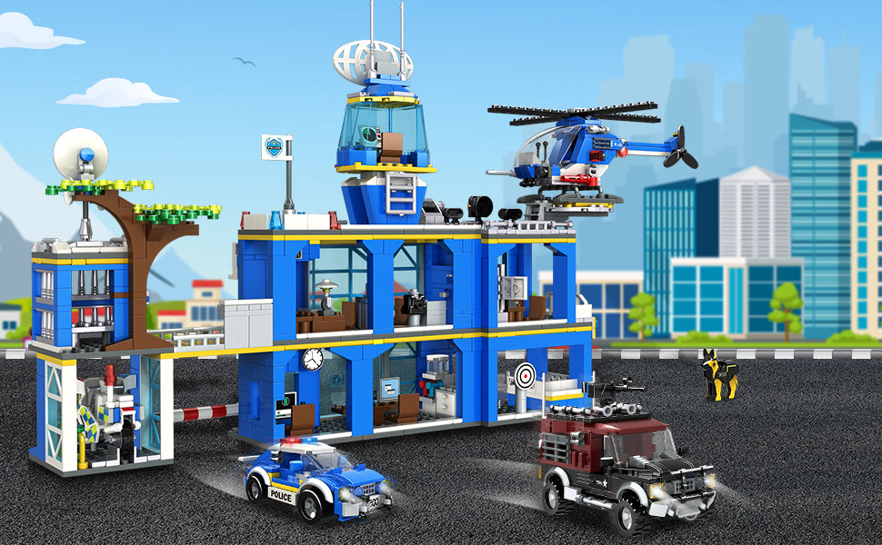 HOGOKIDS Juego de construcción de comisaría de policía de