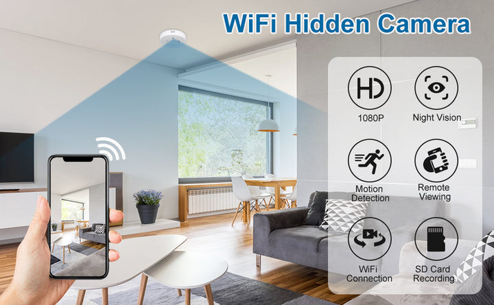 eovas Cámara de seguridad Smoke The Detector Cámara 1080P