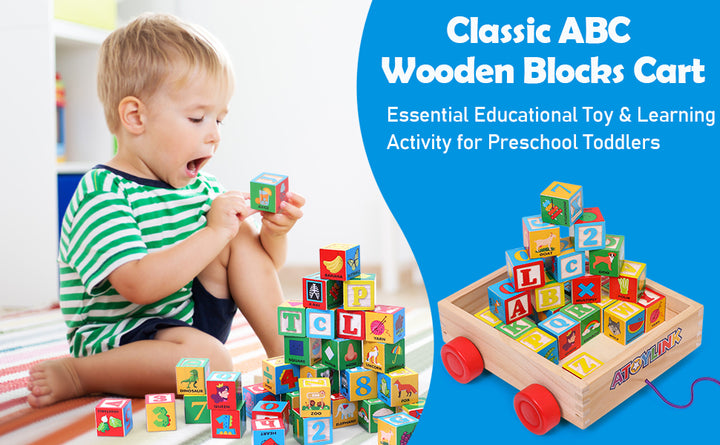 Atoylink Bloques de Construcción de Madera ABC para Niños