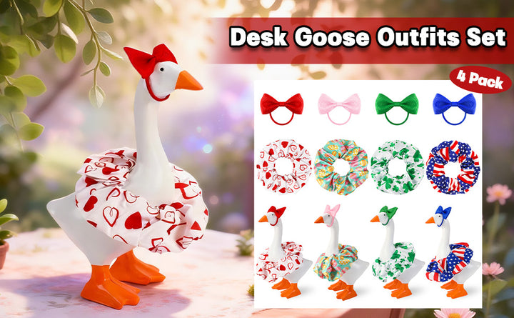 BOARDFEB Mini Desk Goose Outfits 4 Packs Holiday Desk