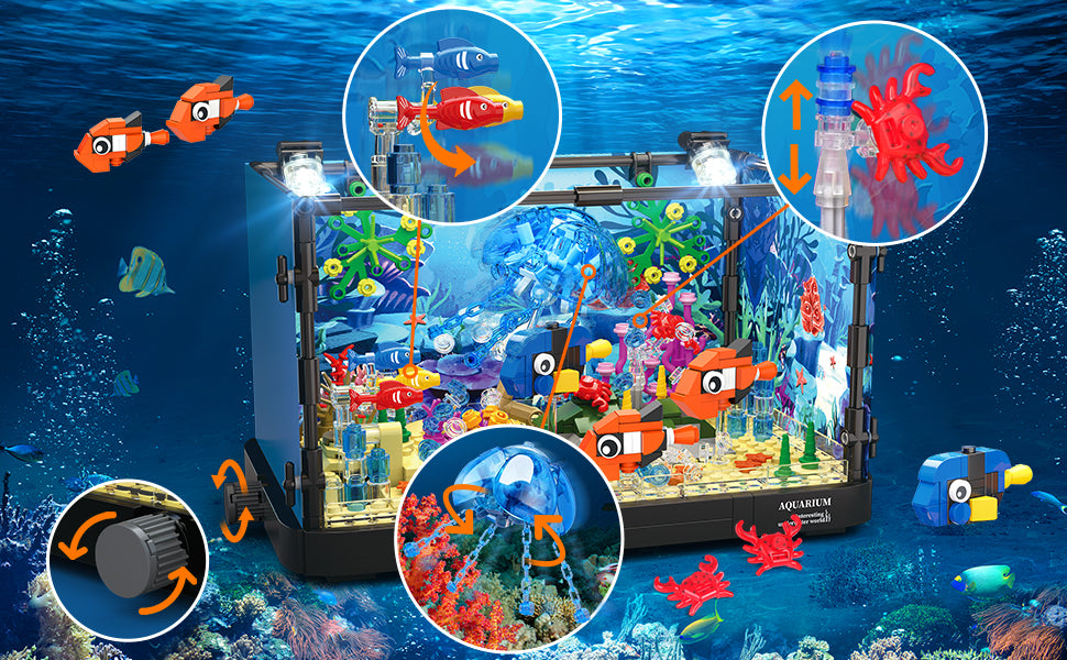 HOGOKIDS Juego de construcción de pecera con luz LED