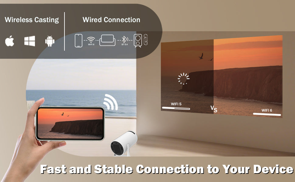 WellSonic Mini proyector compatible con 4K 200 Ansi para