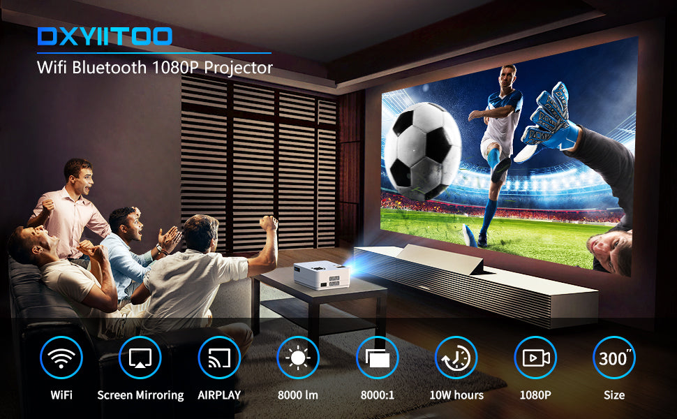 Proyector Native 1080P con WiFi y Bluetooth bidireccional